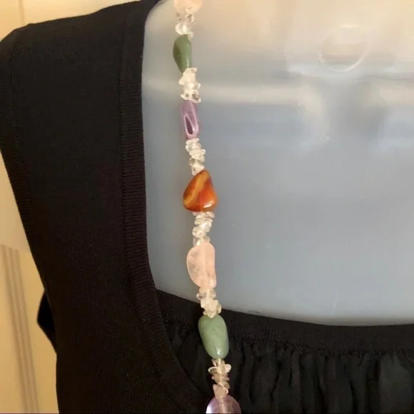Genuine Gem Stone Necklace Amethyst Rose Quartz Blue Green Chic Classy Chic - Picture 9 of 9